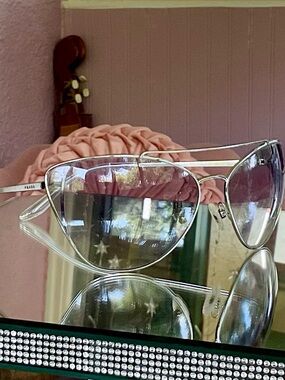 PRADA SILVER FRAME & LAVENDER LENSES SUNGLASSES